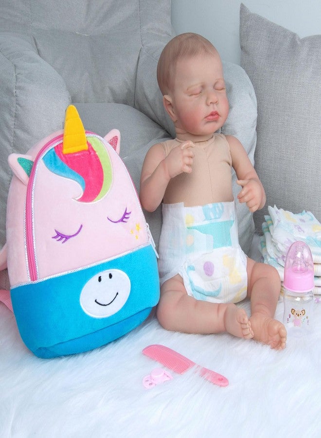 Pedolltree 10 Pcs Reborn Baby Doll Diaper Bag Care and Feeding Set for 17-24 inches Reborn Dolls Accessories Newborn Baby Girl with Unicorn Backpack - Image 3